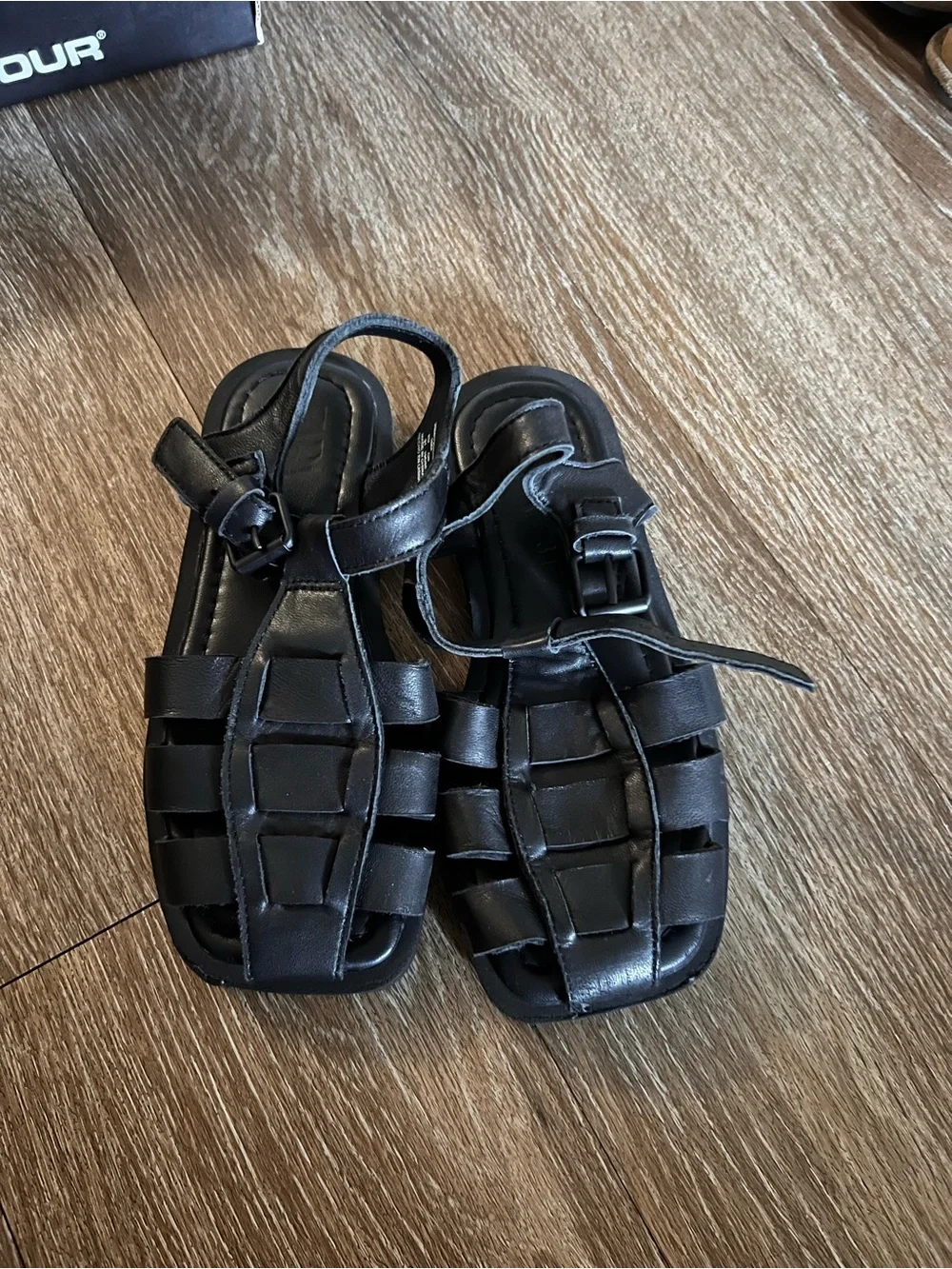 Zara Girls Black Strappy Fisherman Sandals
